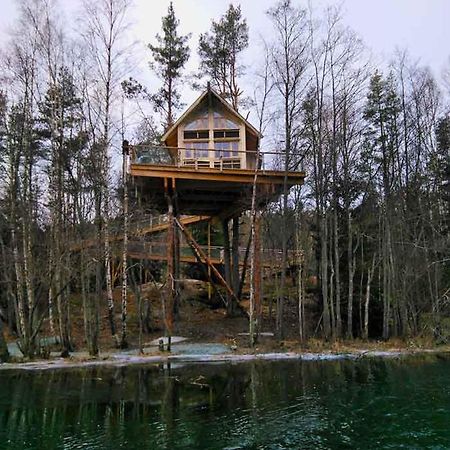 Tretopphytter Pa Grensen - Beverhytta Med Robat Og Gjeddefiske Halden Exterior foto